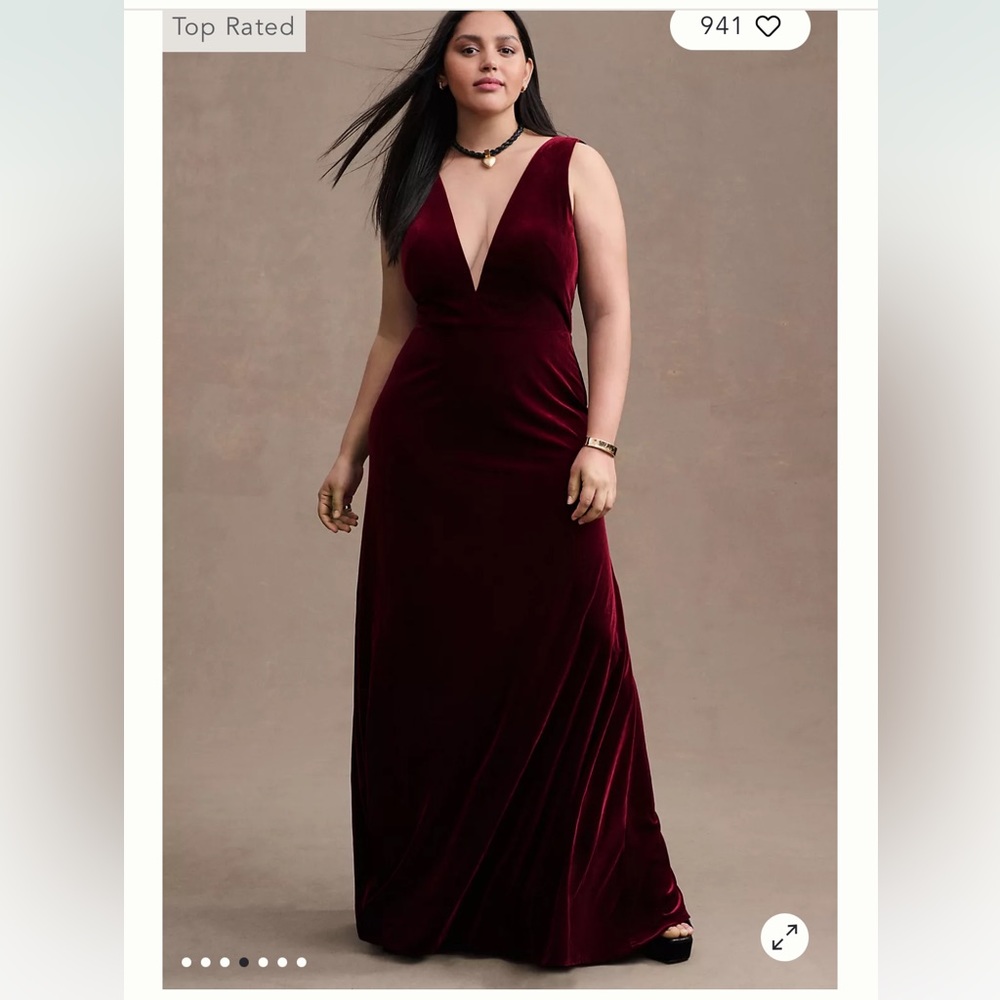 BHLDN Jenny Yoo Velvet Burgandy Bridesmaid/Evening Dress
